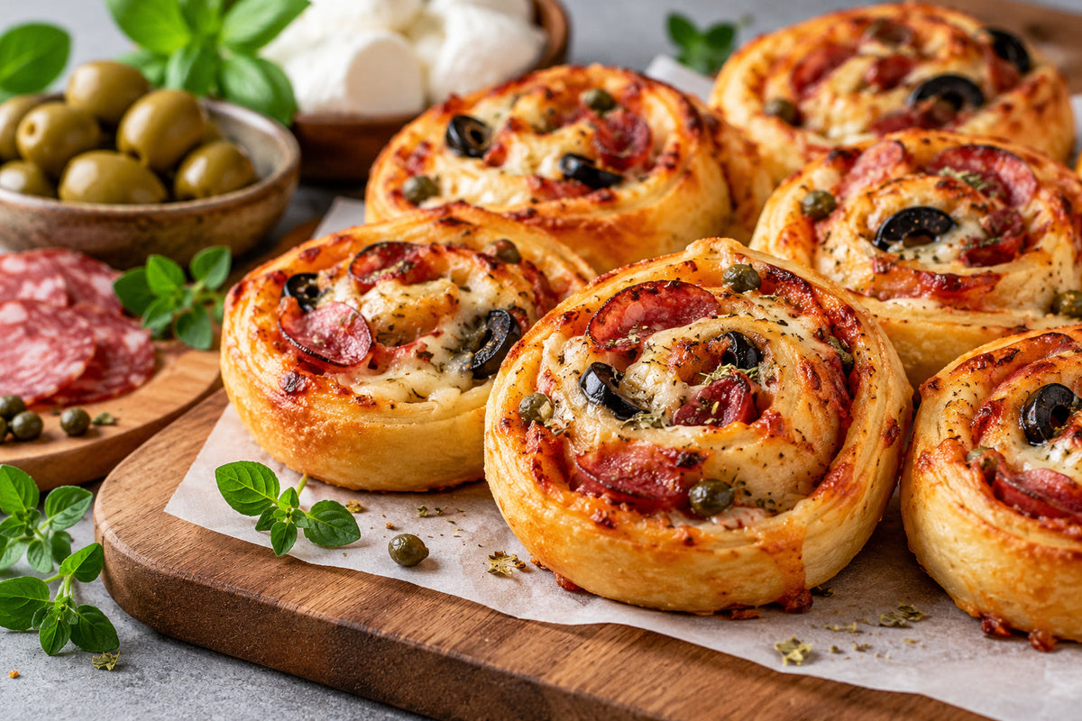 Lektinfreie Pizzaschnecken mit Salami & Mozzarella