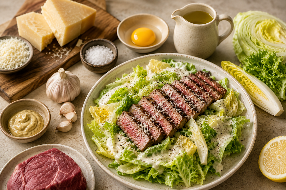 Lektinfreier Caesar Salad mit Rinderfilet & C8 MCT-Dressing