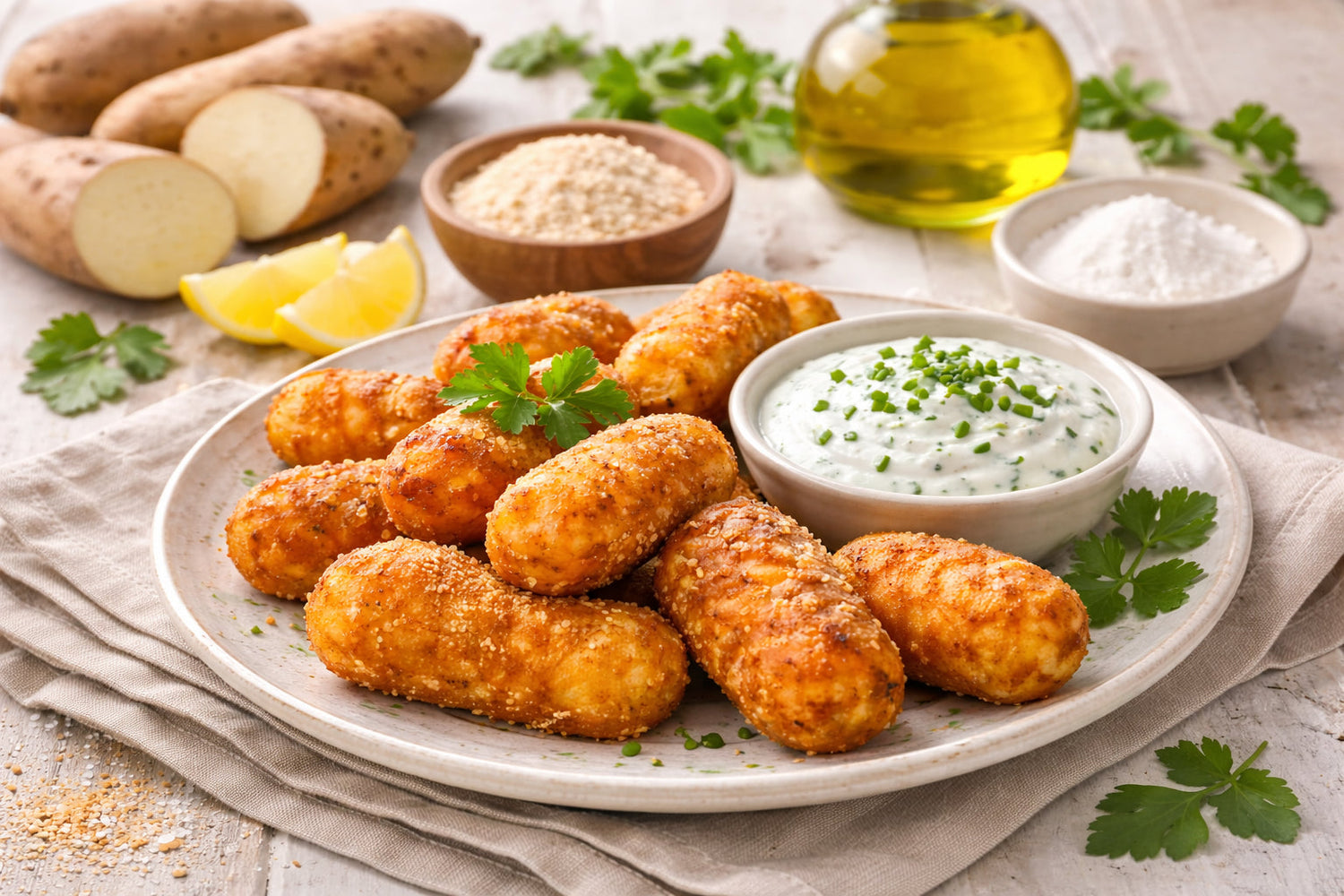Lektinfreie Kroketten aus weißen Süßkartoffeln