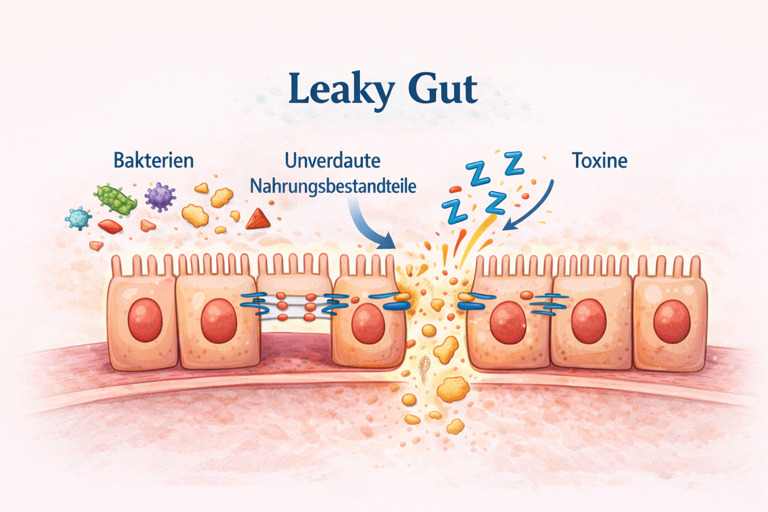 Leaky Gut Ursache als schematische Darstellung